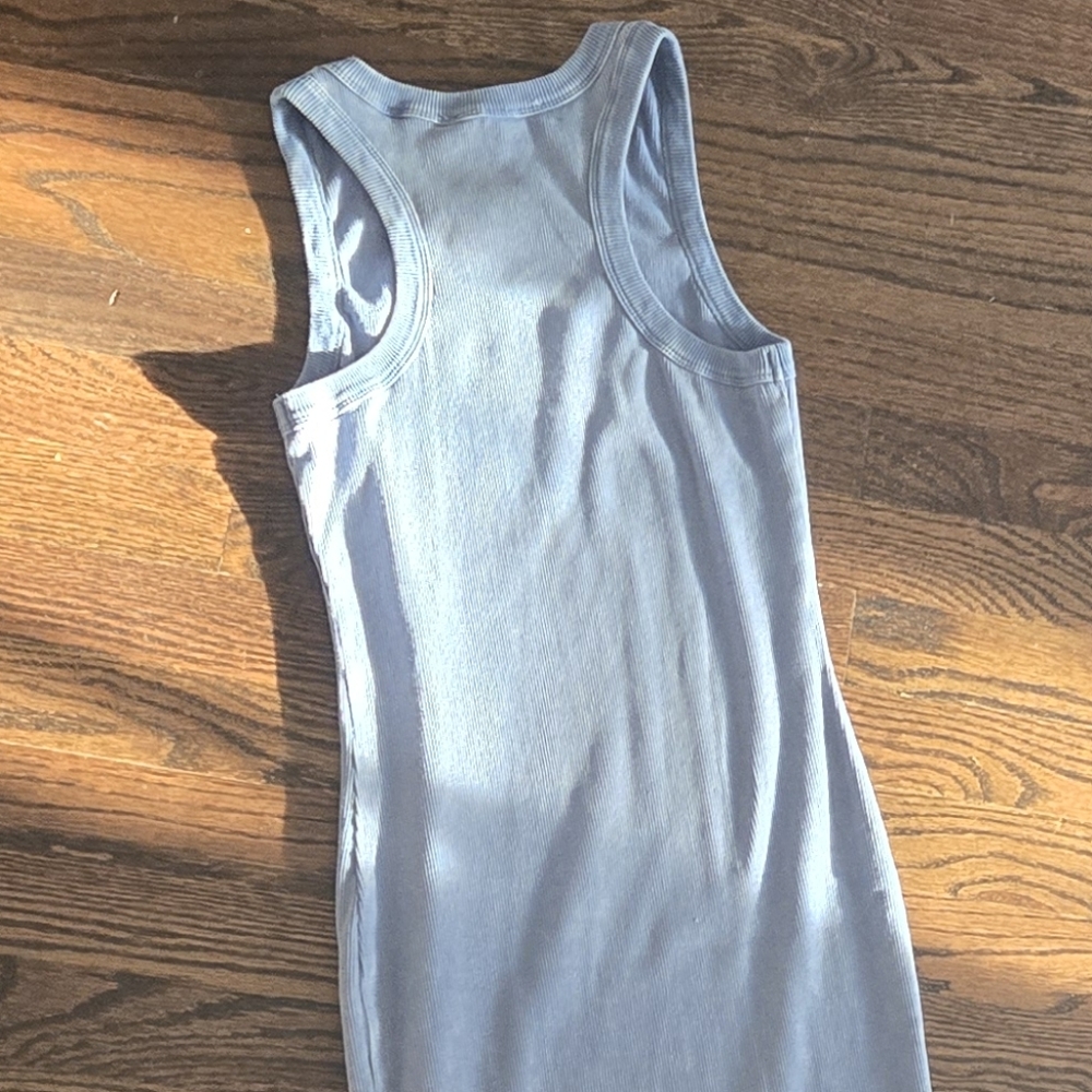 Double Zero Ribbed Midi Dress | Size S | Blue Bodycon Tank Dress - Picture 6 of 8